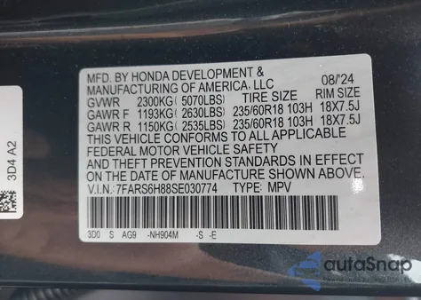 2025 Honda Cr-V Sport-L из США, поврежденный, VIN 7FARS6H88SE030774